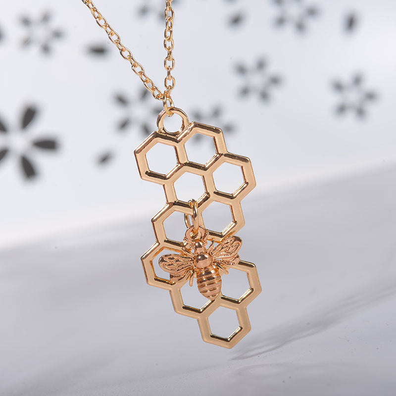 Spring Honeycomb + Bee Necklace